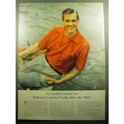 1958 Hathaway Shirts Ad - Lone transatlantic yachtsman wears Hathaway's Salty