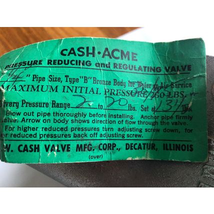 1 1/4" CASH VALVE PRESSURE REGULATOR,CASH ACME 1 1/4" PRESSURE REDUCING VALVE,EW