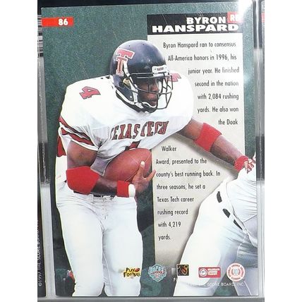 1997 Score Board BYRON HANSPARD (Falcons) All American Rookie Card #86