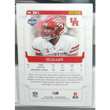 2019 Panini Score ED OLIVER (Houston/Bills) Rookie Card #361
