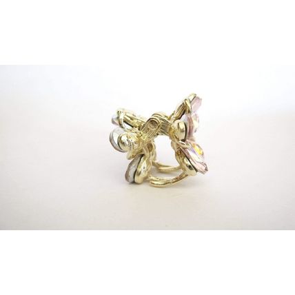 Small mini gold metal ab crystal flower hair claw clip