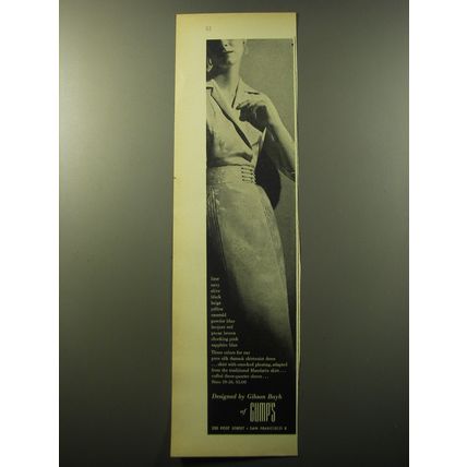 1960 Gump's Dress Advertisement - Designed by Gibson Bayh of Gump's