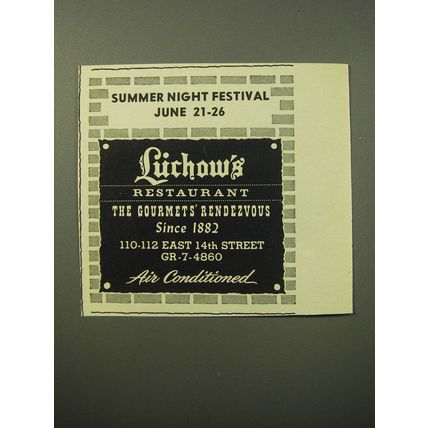 1960 Luchow's Restaurant Ad - Summer Night Festival