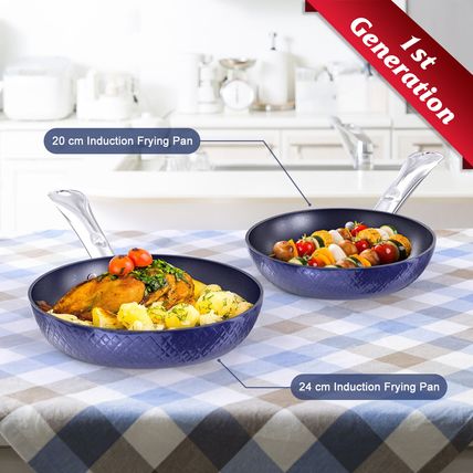 3D Sets Non Stick 3 Pieces Blue Diamond Cookware Less Oil