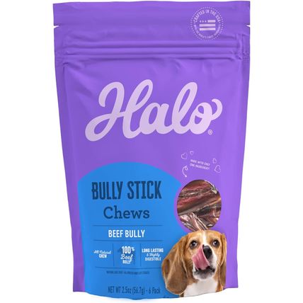 Halo Purely For Pets Halo Bully Stick Chews-Dog Treats-2.5-OZ Pouch-NEW-FAST