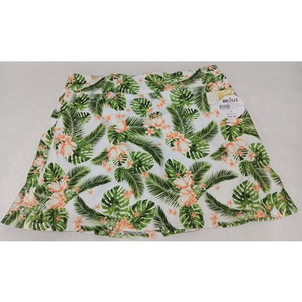 Coral Bay Large Flowers Palm Trees White Green Skirt Womens Golf Tennis Pockets