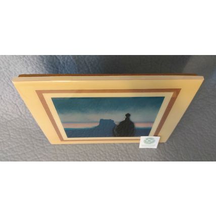 SOUTHWEST SUNSET ROBERT REDBIRD KIOWA NATIVE AMERICAN INDIAN ARTIST TILE w STAND