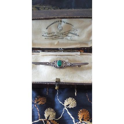 Antique Vintage Edwardian Scottish Agate Sterling Silver Brooch Hallmarked