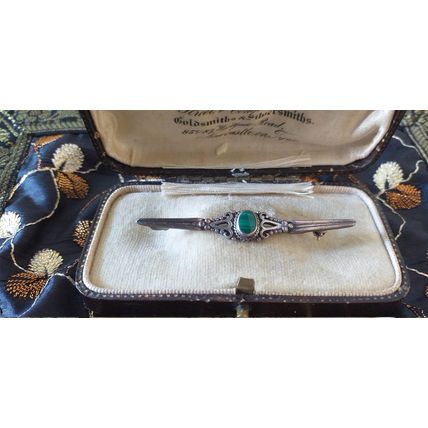 Antique Vintage Edwardian Scottish Agate Sterling Silver Brooch Hallmarked
