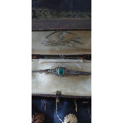 Antique Vintage Edwardian Scottish Agate Sterling Silver Brooch Hallmarked