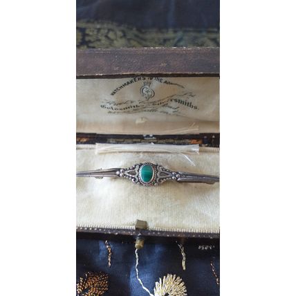 Antique Vintage Edwardian Scottish Agate Sterling Silver Brooch Hallmarked