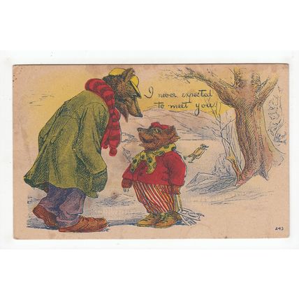 Anthropomorphic Bears I Never Expected to Meet You Art Postcard