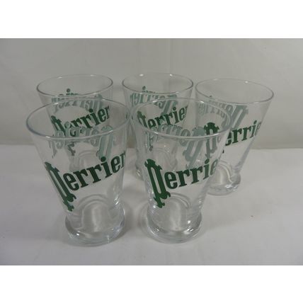 PERRIER 12 Oz Tumbler Water Glasses MARTIN ZSEKELY Vintage Set 5*