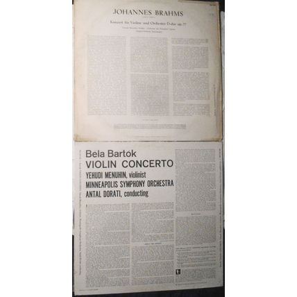 Yehudi Menuhin - 2 LP Lot: Bartok, Brahms Violin Concertos - Furtwangler, Dorati