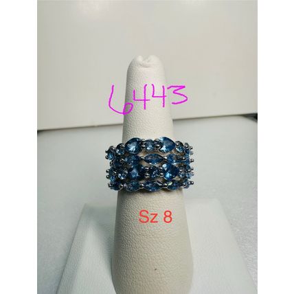 Bomb Party Sz8 Revealed BP Ring Jewelry RBP Blue Cluster Rhodium Pl 4pc Band Lot