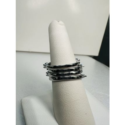 Bomb Party Sz8 Revealed BP Ring Jewelry RBP Blue Cluster Rhodium Pl 4pc Band Lot