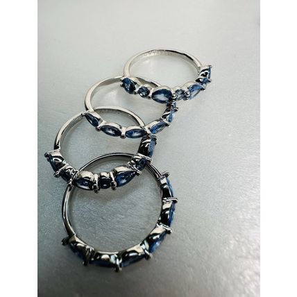Bomb Party Sz8 Revealed BP Ring Jewelry RBP Blue Cluster Rhodium Pl 4pc Band Lot