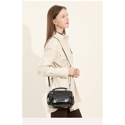 Genuine Leather Women Purses and Handbags Shoulder Tote Bags Black