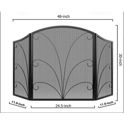 Kingson 3-Panel Arched Childproof Fireplace Screen