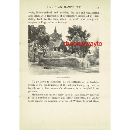 Sopley Church, Hampshire, Book Illustration (Print), 1926