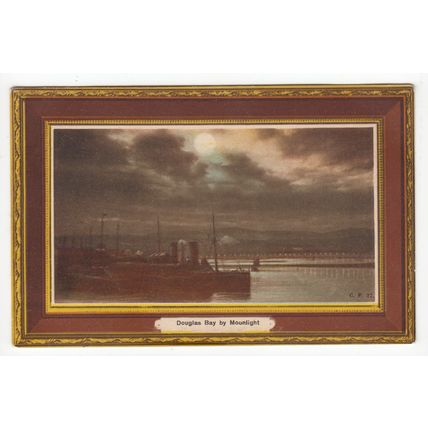 Douglas Bay by Moonlight Postcard Isle of Man IOM Grosvenor Series