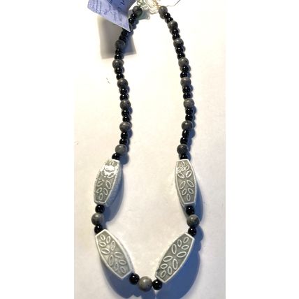 Grey Porcelain Necklace #3285 -18"
