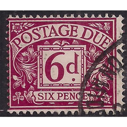 GB 1959 - 63 QE2 6d Purple Postage Due used Wmk 179 SG D63 ( E1270 )
