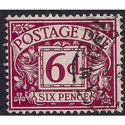 GB 1968 - 69 QE2 6d Purple Postage Due used No Wmk SG D73 ( E1366 )