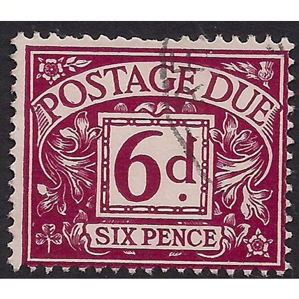 GB 1959 - 63 QE2 6d Purple Postage Due used Wmk 179 SG D63 ( F410 )