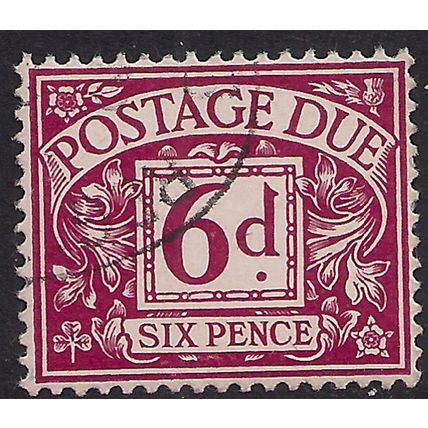 GB 1968 - 69 QE2 6d Purple Postage Due used No Wmk SG D73 ( F429 )
