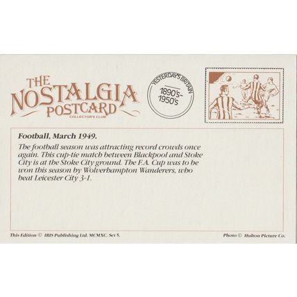 Postcard Football FA Cup Tie Blackpool Stoke City 1949 - Nostalgia