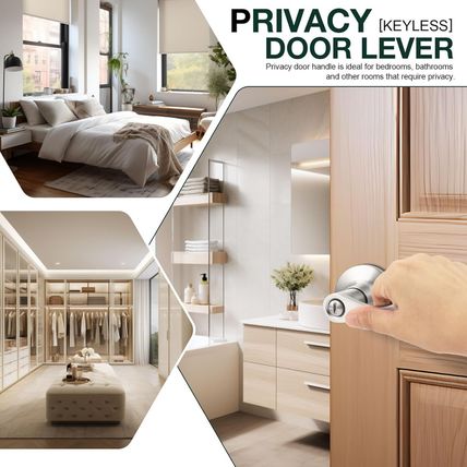 GOBEKOR 8 Pack Brushed Nickel Privacy Door Levers Bedroom Bathroom Door Handles