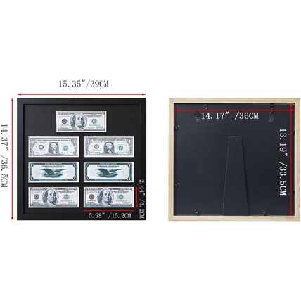 Multi-Dollar Picture Frame,Dollar Bill Frame,Dollar Bill Holder,14X15 Frame for