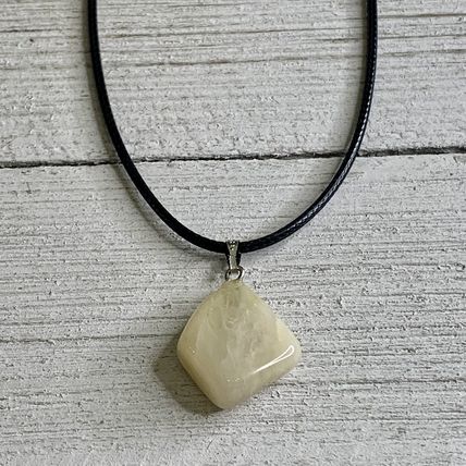 Natural Yellow Calcite Crystal Pendant Necklace Adjustable Cord Chain 20"