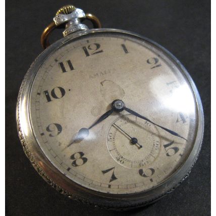 Antique SWISS = AMALPA = Watch Sterling Silver 800 Pocket Watch 15 jewels 1900's