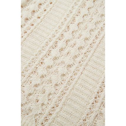 White Hollow Out Knit Bracelet Sleeve Drop Shoulder Sweater