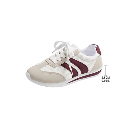 White Color Block Patchwork Breathable Lace-up Sneakers