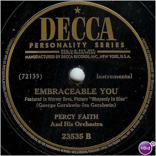 Decca 78 #23535 - "Star Dust" & "Embraceable You" - Percy Faith Orchestra