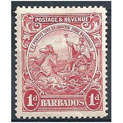 Barbados 1925 SG231 1d Scarlet, Mounted Mint.
