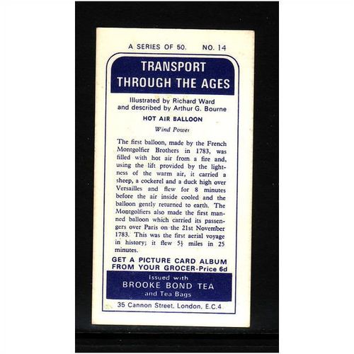 Brook Bond TRANSPORT THROUGH THE AGES No 14 Hot Air Balloon Mint