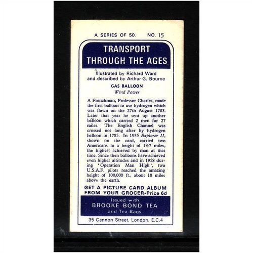 Brook Bond TRANSPORT THROUGH THE AGES No 15 Gas Balloon Mint