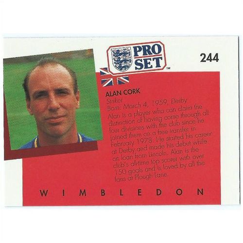 1990/1991 Pro Set Footbal - #244 - Alan Cork