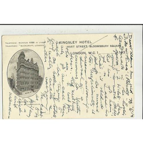 LONDON Kingsley Hotel Postcard
