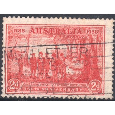 Australia stamps 1937 - SG193 - 2d red - Governer Phillip at Sydney Cove - used