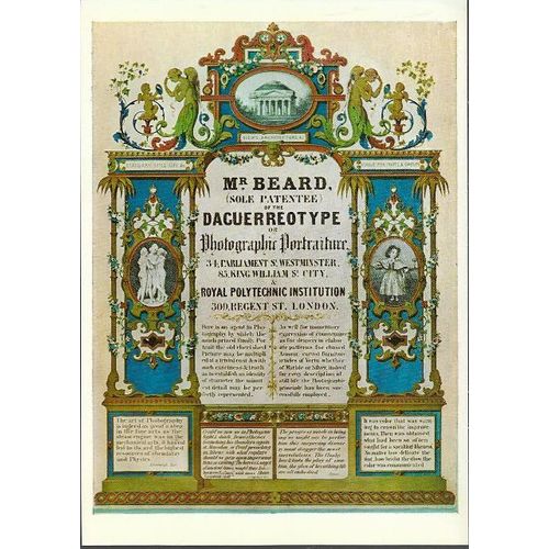 Advertising -trade card of early daguerreotype studio - museum postcard c.1970s