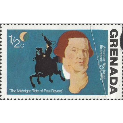 GRENADA, Paul Revere's midnight ride, blue 1975, ½c, #2