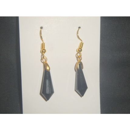 Elegant jet black Czech crystal glass point g.p earrings