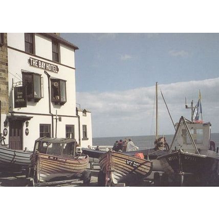Fishing Boats Anchored at Robin Hoods Bay Hotel Postcard