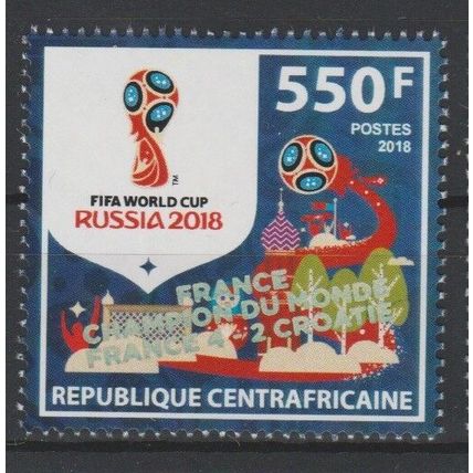 Centrafrique 2018 surchargé "FRANCE CHAMPION" FIFA Coupe Monde Russie Football
