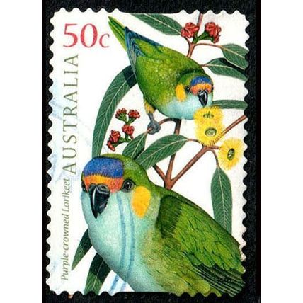 Australia 2005 Australian Birds 50c Used P&S Stamp #1 Purple Crowned Lorikeet